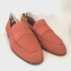 Corso Como Womens 10 Carlynee Loafers Coral Orange Perf Suede Slip On Flats EUC